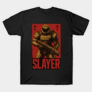 Demon Hunter Slayer – Retro Armor Warrior Poster Style T-Shirt